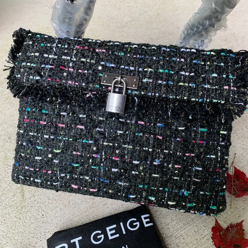 Authentic KURT GEIGER LONDON Tweed LG Crosb/Shoulder bag - Picture 3 of 15